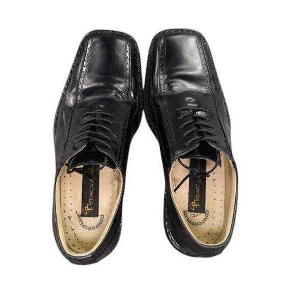 Stacy Adams Shoes Mens 7.5 Oxford Square Bicycle Toe Leather Retro Classic Black - Picture 16 of 16